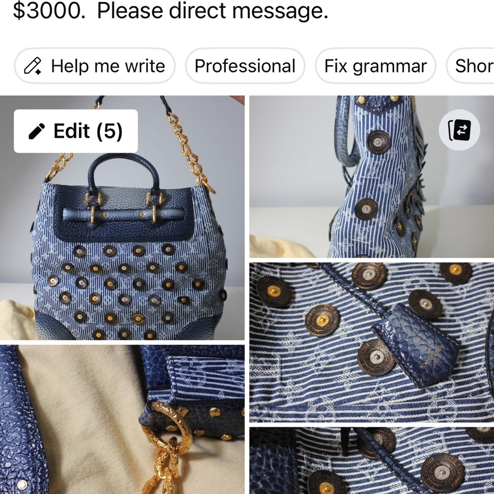 Louis Vuitton Blue and Gold Women's Bag
